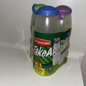 2003 RUBBERMAID Take Along 17 oz Sport Bottles w/‎ Strap Cap One Cap Damaged